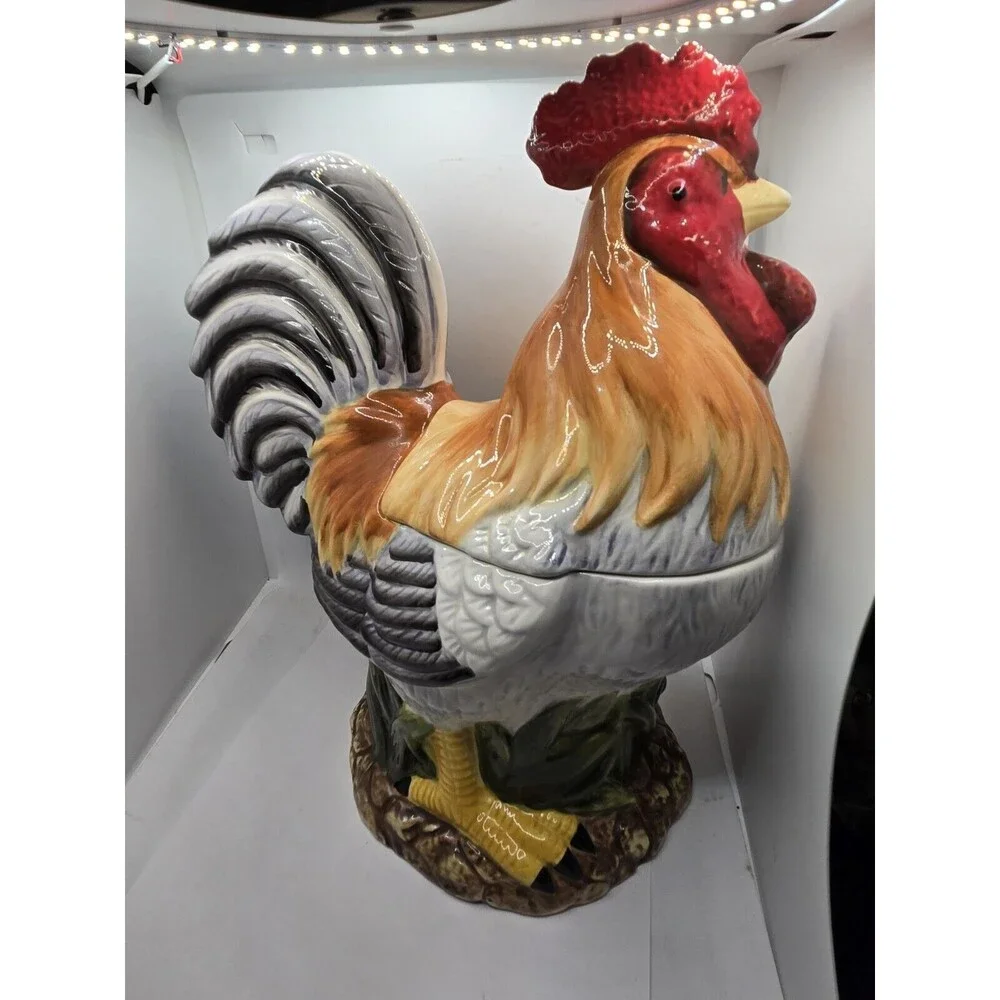 Vintage Jeffrey Banks David's Cookies Rooster Cookie Jar Canister